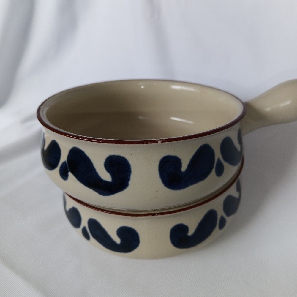 Pair of Handcrafted Ceramic Soup Bowls with Blue Design - Picture 10 of 10